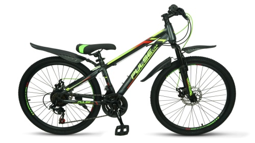 Велосипед 24 PULSE MD 2200, серыйзеленыйжелтый